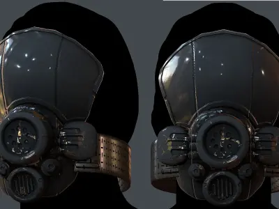 Gas mask helmet 3d model scifi Low-poly Low-poly 3D Low-poly 3D model