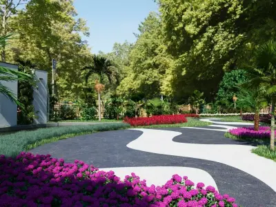 A Customizable 3D Garden Park scene 3D model