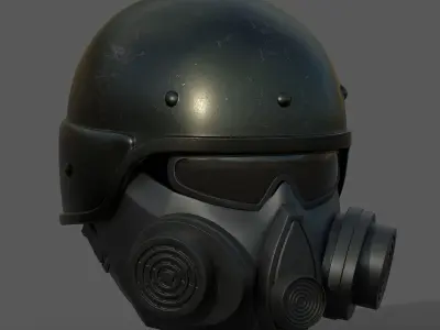 Helmet scifi military futuristic gas mask protection cyborg  Low-poly 3D model