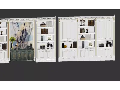 Customized Bookcases in Neoclassical and Light Luxury Styles 3D model