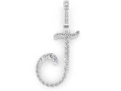 Elegant J Diamond Pendant  3D CAD Jewelry Design 3D print model purchase