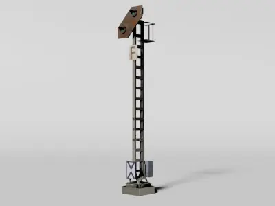 Trackside distant signal Low-poly 3D model