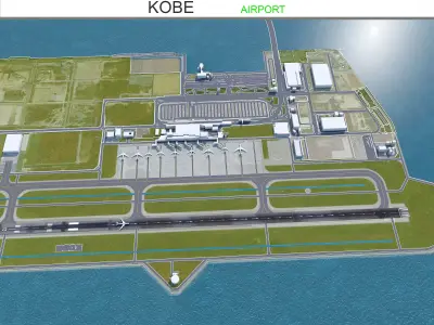 Kobe Airport 10km Low-poly 3D model