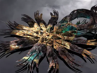 Sea Flower sci fi sculpture grid 2 Low-poly 3D model