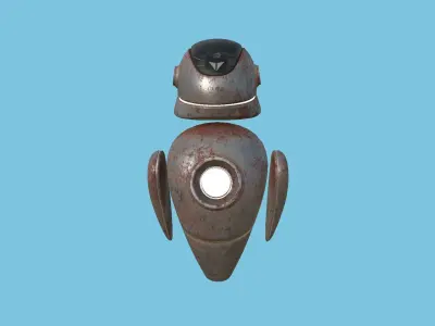Flying Robot 05 Destroyed Rust - Character SciFi Design Low-poly 3D model