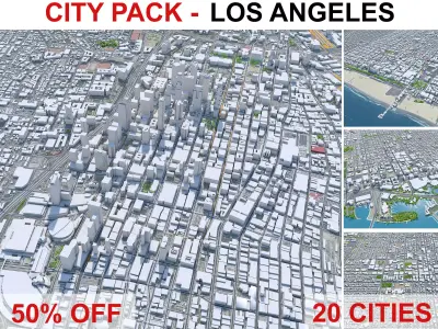 Los Angeles Metropolitan Area and California Top 20 Cities 3D Model Pack