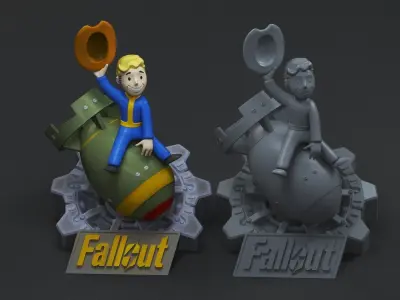 VAULT BOY RIDING NUKE -FALLOUT- 3D print model