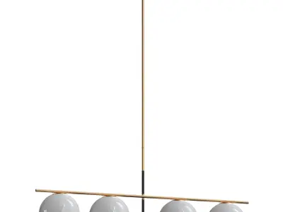 Drake 4 Light Glass Steel Dimmable Pendant 3D model