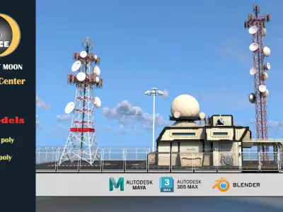 satellite center 02 Low-poly 3D model