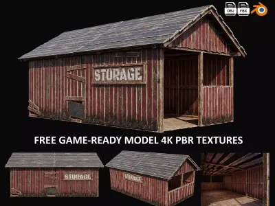 FREE Farm Building Storage 4K PBR Game-Ready Free low-poly 3D model