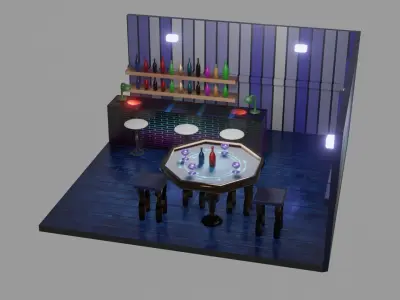 Bar Nightclub Gin place Low-poly 3D model