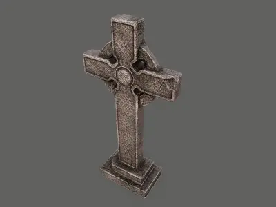 Old celtic cross gravestone 3D model