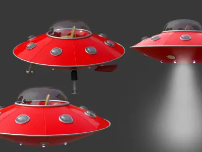 Alien Spaceship Cartoon Low-poly 3D model