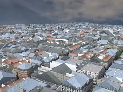 European Style City Low-poly 3D model