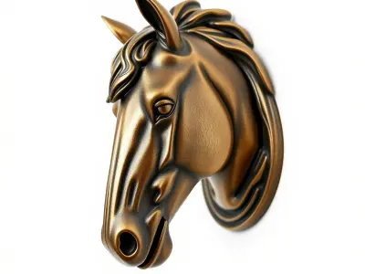 Elegant Bronze Horse Head Door Handle model pack Low-poly 3D model