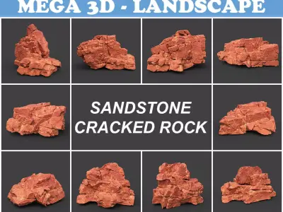 Low poly Sandstone Cracked Rock 220124 Low-poly 3D model