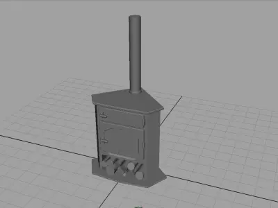 Corner Stove Low-poly 3D model