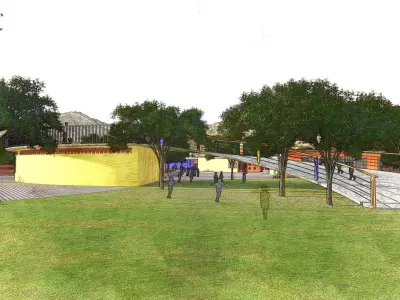 Kindergarten - Exterior - Circular Model - Architectural Scene  Low-poly 3D model