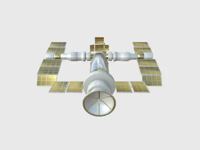 Satellite F02 White Gold - SciFi Space Design Low-poly 3D model