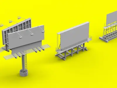Billboards Collection billboard stand Low-poly 3D model