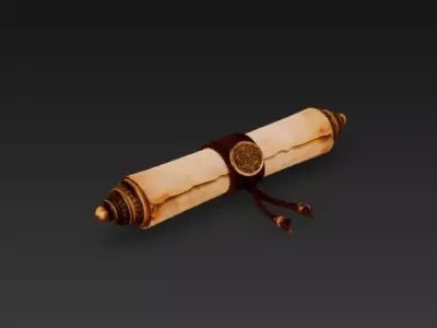 Medieval Parchment Scroll - Game Ready PBR 3D Model Low-poly 3D model