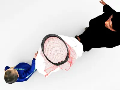 man woman and child 3D model