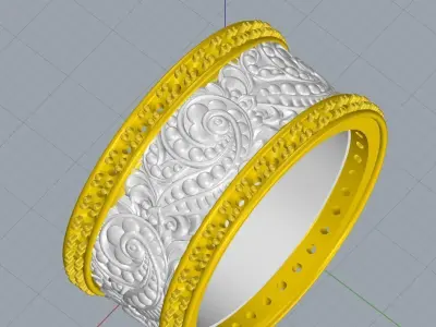 Floral Ring Band Diamond Jewelry Design  3D print model