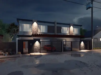 Duplex Modern House Revit and Twinmotion 3D model