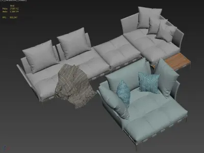 Saba Italia Pixel Light sofa set 3 3D model