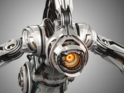 Sci-Fi Assembly Robot 2 - Rigged 3D model
