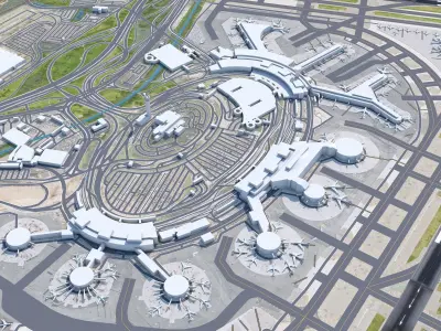 Newark Liberty International Airport 10km Low-poly 3D model