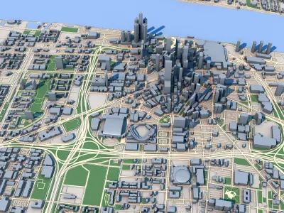 Detroit City Michigan USA 3D model