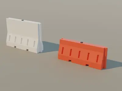 Plastic Jersey Barriers 2 - Traffic Barrier Low-poly 3D model