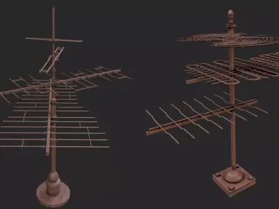 Old rusted tv antenna collection 3D Model Pack