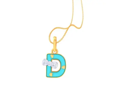 Kids Alphabet D Pendants 3dm STL OBJ FBX Renders Details 3D print model