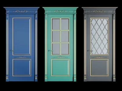 Door collection Low-poly 3D model