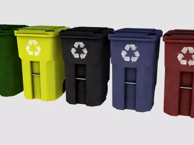 Street trash bin 01 Low-poly 3D model