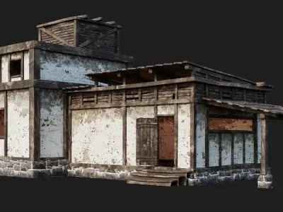 Old House Building 4K Textures GameReady 162 Low-poly 3D model