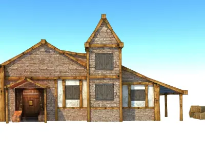 Village house - Low poly Low-poly 3D model purchase