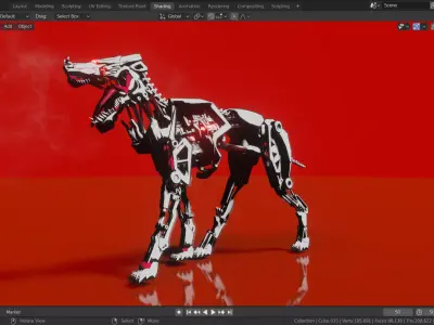 dog mech toon walk cycle 3D model