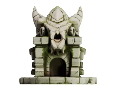 Stylized Ancient Skull Temple  Game Ready 3D Model Low-poly 3D model
