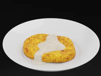 Fried Chicken Plate Low-poly 3D model