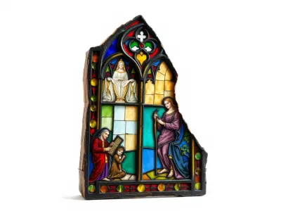 Medieval Stained Glass Fragment Model Pack Low-poly 3D model