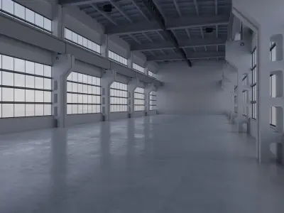 Factory Hall Interior 3 Low-poly 3D model