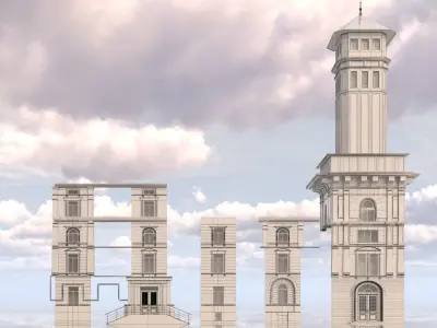 Classic residential building for the European Street 4 3D model