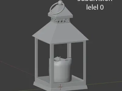 Realistic lantern with a candle Low-poly 3D model