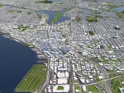 Seattle 50x50km 3D City Map 3D model