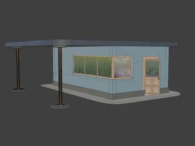 Stylized Old Cafe 3D model