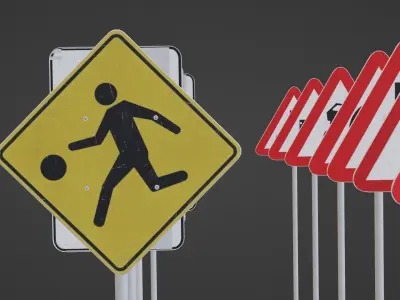 Road Sign 50 Pack Low-poly 3D model