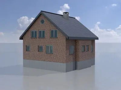 Modern single-family house version 4 R Low-poly 3D model